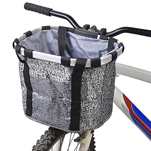 ZCZY Cesta para Bicicleta,Canasta de Bicicleta Plegable,Desmontable Cesta de Manillar de Bicicleta,Impermeable Cesta Delantera de Bicicleta para Porta Mascotas, Camping al aire libre, Picnic (gris)