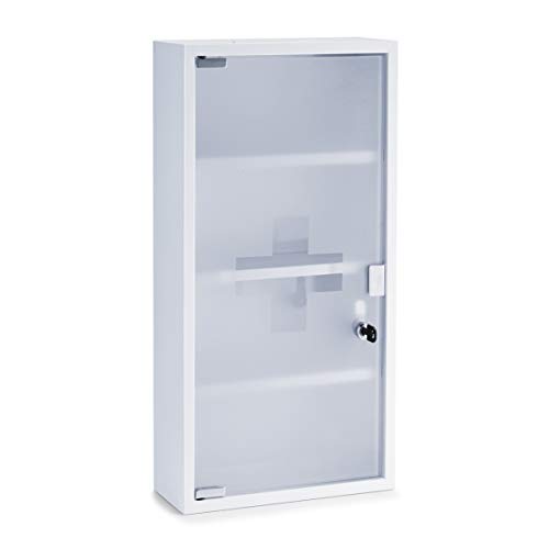 Zeller 18122 Armario para Medicinas, Acero Inoxidable, Blanco, 30x12x60 cm