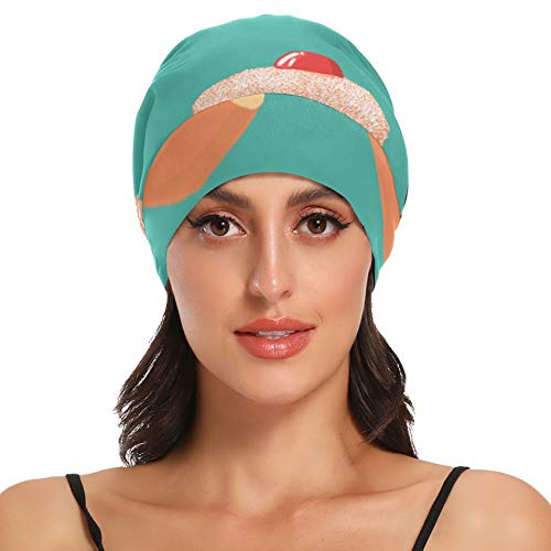 ZHANGhome Gorro para Dormir Colorido Lindo Pastel de Fresa Postre Gorro de Noche para Dormir Suave Exterior Durable Gorro para Dormir para Damas para Rizado Cabello Largo Natural Disponible