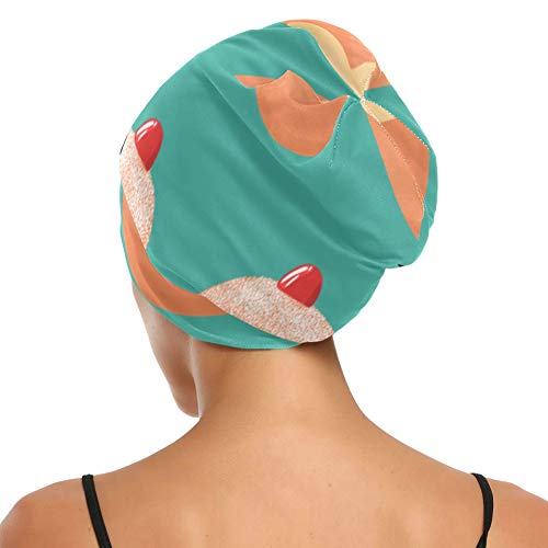ZHANGhome Gorro para Dormir Colorido Lindo Pastel de Fresa Postre Gorro de Noche para Dormir Suave Exterior Durable Gorro para Dormir para Damas para Rizado Cabello Largo Natural Disponible