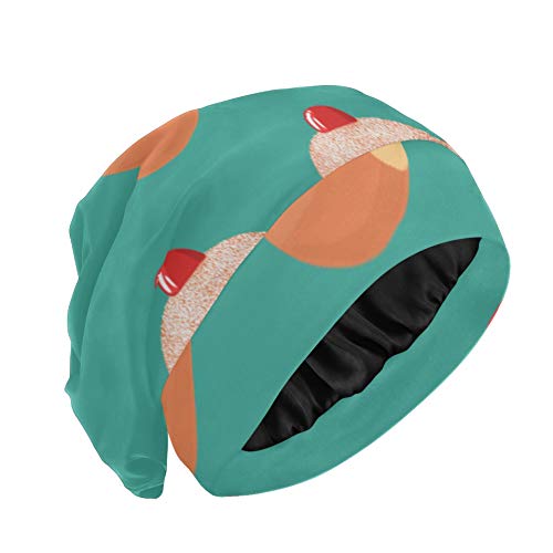 ZHANGhome Gorro para Dormir Colorido Lindo Pastel de Fresa Postre Gorro de Noche para Dormir Suave Exterior Durable Gorro para Dormir para Damas para Rizado Cabello Largo Natural Disponible