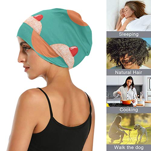 ZHANGhome Gorro para Dormir Colorido Lindo Pastel de Fresa Postre Gorro de Noche para Dormir Suave Exterior Durable Gorro para Dormir para Damas para Rizado Cabello Largo Natural Disponible