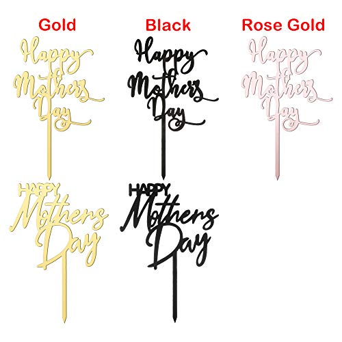 Zhualemon Fashion Party Supplies Love DIY Gifts - Decoración acrílica para tartas con texto en inglés "Happy Mother Day", A-Rose Gold