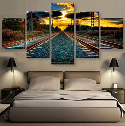 ZhuHZ 5 Piezas de Lienzo Moderno Impreso Sala de Estar póster Arte de la Pared decoración Pintura Imagen de la vía del Tren decoración del hogar