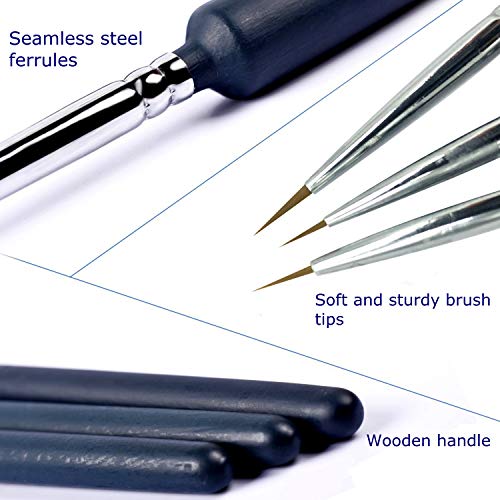ZKSM 9 Piezas Pinceles para Pintura, de Pincel de Miniatura para Acuarela y Pintura de Acrílico, Pinceles Polivalentes, Sirven para Cualquier Superficie y Variados Pigmentos (Negro)