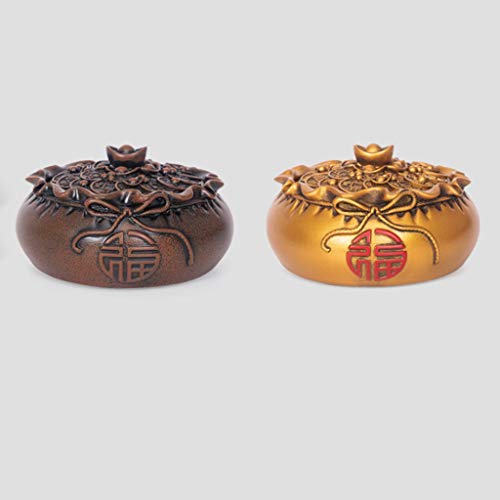 ZNZN Cenicero Cenicero Redondo con Tapa, Que Puede ser colocado en el diámetro habitación Sala de Estar o té Oficina del cenicero de Resina es de 6,4 Pulgadas Cenicero de Cigarrillos (Color : Bronze)