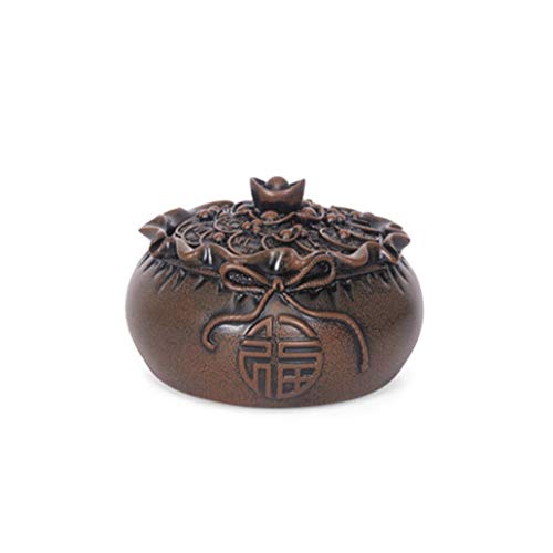 ZNZN Cenicero Cenicero Redondo con Tapa, Que Puede ser colocado en el diámetro habitación Sala de Estar o té Oficina del cenicero de Resina es de 6,4 Pulgadas Cenicero de Cigarrillos (Color : Bronze)