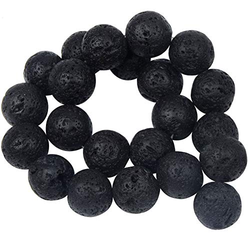 Zonfer 36 Pcs Negro Lava Volcánica Natural De La Roca Cuentas Cuentas De Piedra Suelta Joyería Hecha a Mano