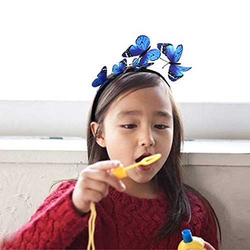 ZOYLINK Diadema De Mariposa Diadema De Fiesta Exquisito Cabello Aro Fiesta Tocado Para Mujer (Azul)