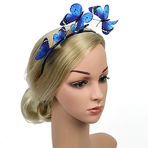 ZOYLINK Diadema De Mariposa Diadema De Fiesta Exquisito Cabello Aro Fiesta Tocado Para Mujer (Azul)
