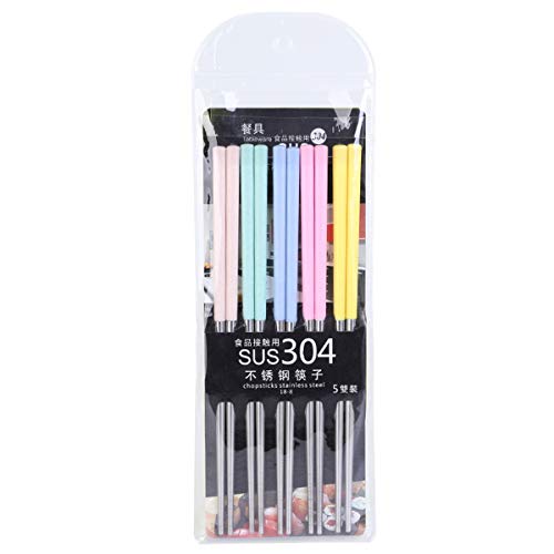 Zuzer Palillos de Acero Inoxidable, 10 Pares Palillos Reutilizables Palillo Chino para La Cena para Vajilla de Hotel