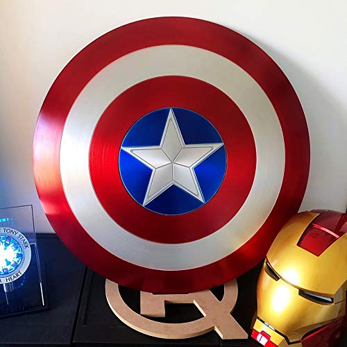 ZYER Los Vengadores Marvel Capitán América Disfraz de Metal Shield +Soporte de Madera Adulto Uno Tamaño 1: 1 Apoyos de Película
