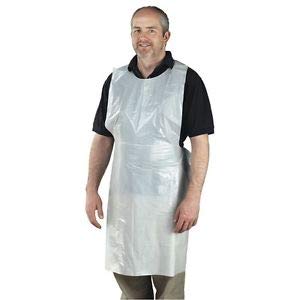 100 delantales desechables de plástico para adultos, hombres y mujeres | 16 micras de polietileno delantal multiusos para peluquería, uso médico y otras actividades