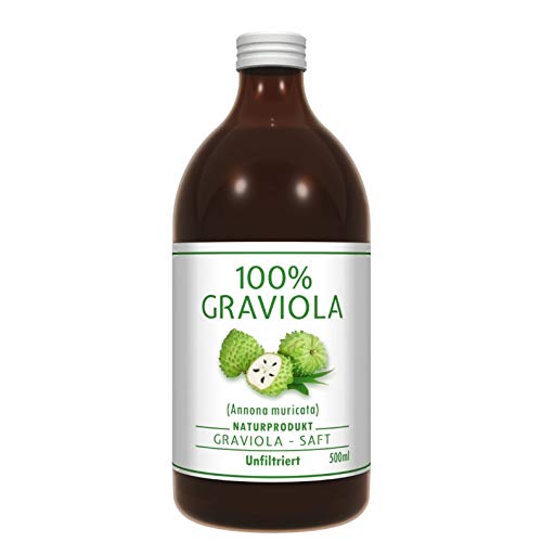 100% ZUMO DE GUANÁBANA - sin filtrar y vegano (500 ml), hecho de puré de graviola al 100%. Compra ventaja. Graviola. Soursop. Corossol. Stachelannone.