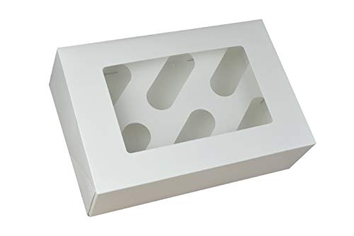 10x White Cupcake Boxes - 6 Holes