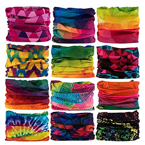12 paños multifunción, sin costuras, bandana, cara, máscara para la frente, bandana, pañuelo para la cabeza, cinta para el pelo, para ciclismo, pesca, correr, exterior, resistente a los rayos UV c