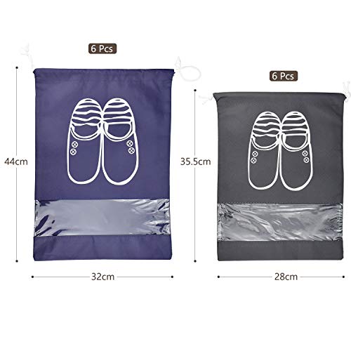 12 Piezas Bolsas de Zapatos Impermeable Bolsa a Prueba de Polvo Zapatos Bolsa para Zapatos de Viaje Bolsa de Acabado con Ventana Transparente y Dibujar Cadena de Lazo para Tacón Alto Zapatos Sandalias