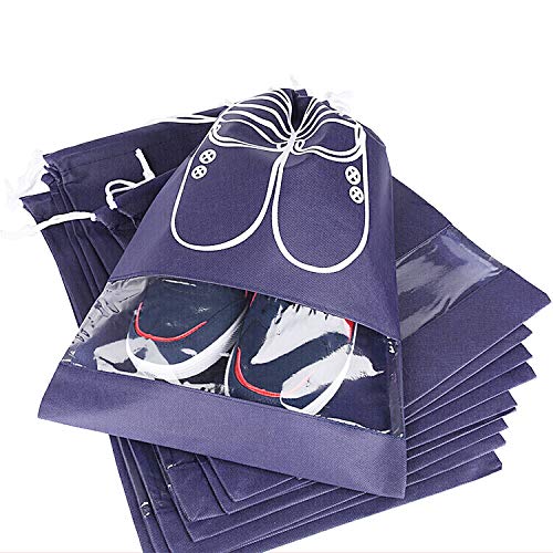 12 Piezas Bolsas de Zapatos Impermeable Bolsa a Prueba de Polvo Zapatos Bolsa para Zapatos de Viaje Bolsa de Acabado con Ventana Transparente y Dibujar Cadena de Lazo para Tacón Alto Zapatos Sandalias