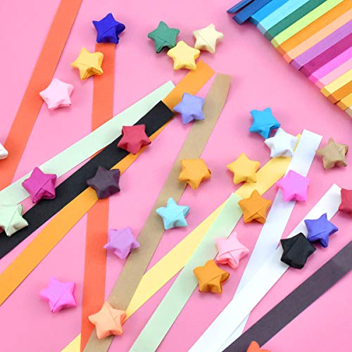 1350 Hojas Papel Origami Star, 9"x 0.4" Doble Cara Tiras de Estrella Plegables, Tiras de Papel Lucky Star Rainbow Origami para niños, manualidades de bricolaje para adultos