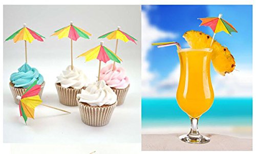 144 sombrillas de colores para fiestas hawaianas, para cócteles tropicales, para cupcakes, cócteles, bebidas, papel y sombrillas.