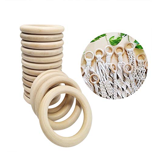 16 Piezas Aros de Madera Natural 7cm Aros de Madera Manualidades y Arte en el Hogar Hacer Joyas Bricolaje