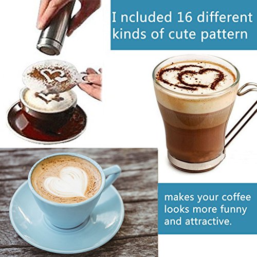 16 Unids Conjuntos de Plantillas de Café de Plástico de Café Plantilla de Decoración de Molde Capuchino Chocolate Latte Strew Pad Arte DIY Molde herramientas
