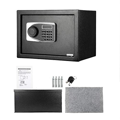 16L Caja Fuerte con Cerradura Electrónica, 35 x 25 x 25 cm caja Fuerte Negra, Caja de Almacenamiento Segura con Teclado y Llave