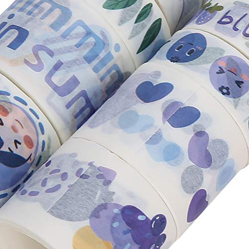 2 cajas de cinta decorativa de estilo púrpura, cinta washi de enmascarar y pegatina con patrón de dibujos animados para planificadores de revistas de balas, álbumes de recortes, manualidades