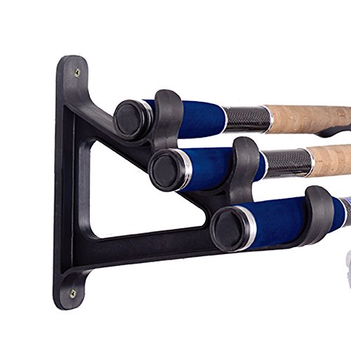 2 Pares Estante de Pared de caña de Pescar Horizontal Montado en la Pared del Techo --- Organizador de Ahorro de Espacio para caña de Pescar, Bastones de Senderismo, Bastones de Esquí, Palos Hokey