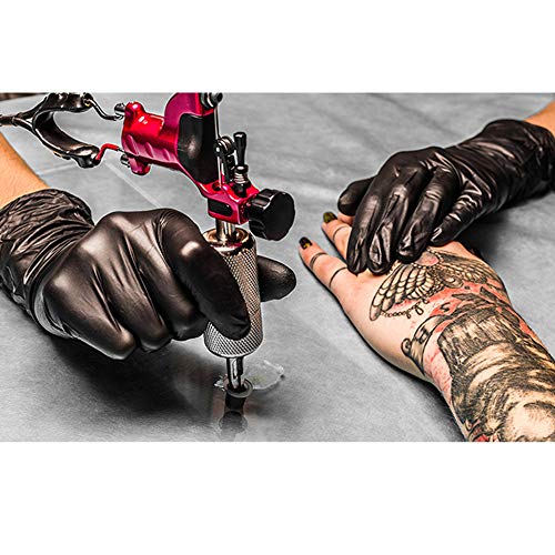 200 Piezas - Guantes Desechables - GUARD 5 - Guantes de nitrilo Negro - Guantes de Cocina Desechables Tatuaje Artista mecánico o médico (Large)