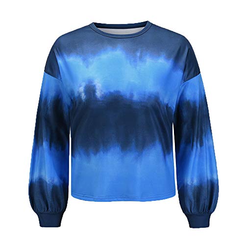 2020 OtoñO E Invierno Cuello Redondo Tie-Dye Camiseta De Manga Larga SuéTer Nuevo Degradado De Gran TamañO Abrigo Superior para Mujer