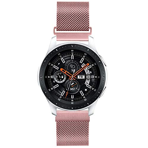 20mm Correa de Reloj de Malla Acero Inoxidable para Samsung Galaxy Watch 42mm/Active2 44mm 40mm /Gear Sport/Gear S2 Classic/Garmin Vivoactive 3, Correa Metal Deporte Bandas Repuesto (20mm, Oro Rosado)