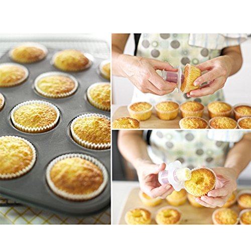 2pcs plástico Cupcake sacatestigos cortador de émbolo para tartas de cavar agujeros dispositivo, horno herramientas para tartas, color al azar
