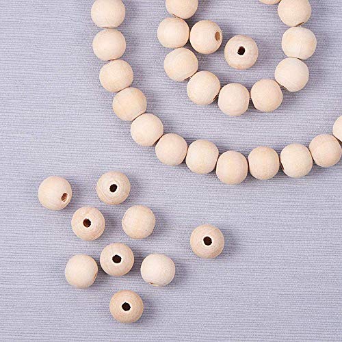 300 unidades de 6 tamaños sin terminar cuentas de madera surtidas, bola redonda natural, espaciador de madera, para manualidades, joyería, pulsera, guirnalda de pelo