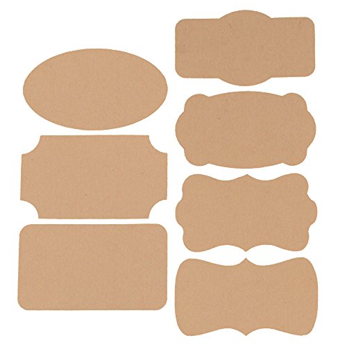 315pcs Pegatina Etiqueta Adhesiva Papel Kraft Marrón Marcador para Tarros Cocina Cajas Regalos Navidad Boda Fiesta 7 formas 21pcsx25hojas (Mixto)