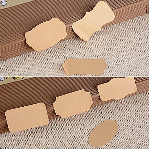 315pcs Pegatina Etiqueta Adhesiva Papel Kraft Marrón Marcador para Tarros Cocina Cajas Regalos Navidad Boda Fiesta 7 formas 21pcsx25hojas (Mixto)