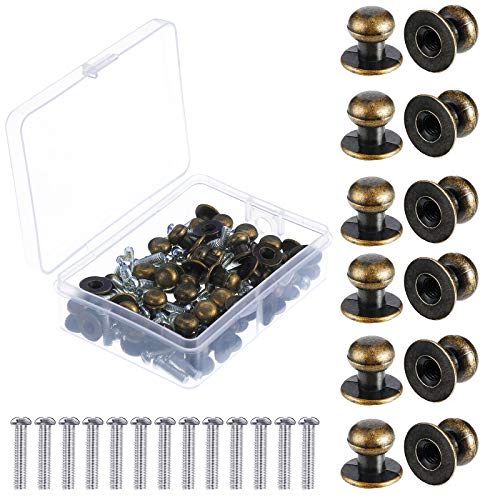 36 Piezas Mini Pomos de Cabeza Redonda Perillas de Tirador de Cabeza Redonda de Metal de Cajón de Bronce Antiguo Vintage con Tornillos para Caja Cajón Armario de Madera