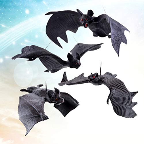 4pcs simulación murciélago de halloween colgante decoración colgante accesorios delicados falso murciélago juguete broma (negro)
