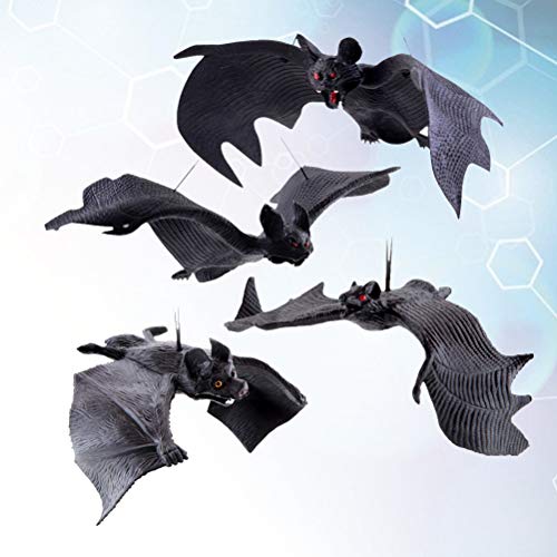 4pcs simulación murciélago de halloween colgante decoración colgante accesorios delicados falso murciélago juguete broma (negro)