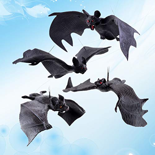 4pcs simulación murciélago de halloween colgante decoración colgante accesorios delicados falso murciélago juguete broma (negro)