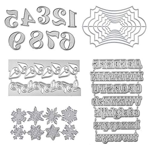 5 Conjunto, Corte Plantillas moldes Troqueles de Corte Letras Grandes números de Metal Acero Flor Estrella en Relieve Matrices para DIY Tarjetas de Papel Haciendo álbum Decoración del Libro Recuerdos