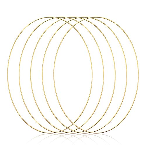 5 Piezas Aros Floral Grande de Metal Anillos Aro de Oro Macramé Corona Hacer Decoración de Guirnaldas de Bodas y Manualidades Colgante de Pared de DIY Atrapasueños (12 Pulgadas)
