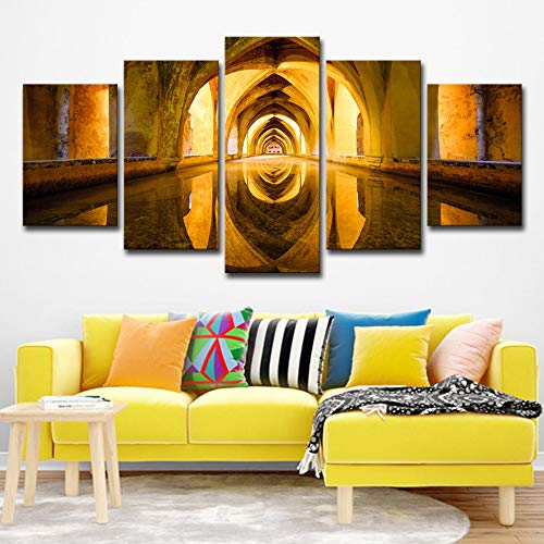 5  platos España Sevilla Castillo Real paisaje decoración de la pared sin marco  , 20cm × 50cm × 1pcs