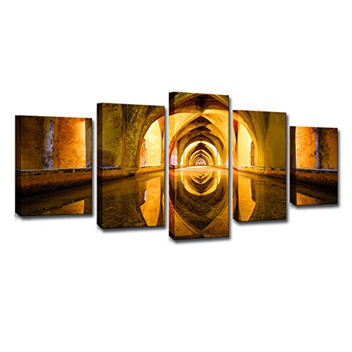 5  platos España Sevilla Castillo Real paisaje decoración de la pared sin marco  , 20cm × 50cm × 1pcs