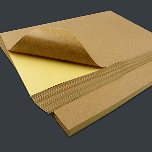 50pcs A4 autoadhesivo marrón Kraft pegatina papel impresión copia etiqueta papel hoja completa para impresora de inyección de tinta marrón