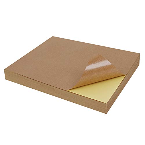50pcs A4 autoadhesivo marrón Kraft pegatina papel impresión copia etiqueta papel hoja completa para impresora de inyección de tinta marrón