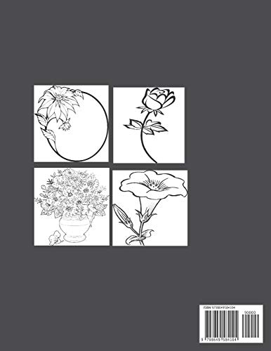 52 hermosas ilustraciones de flores para colorear: Flor Libro para Colorear Para Adultos, Cuadernos para colorear flores y rosas