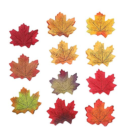 550 hojas artificiales de hojas de arce para decoración de otoño/hojas, manualidades de Halloween, mesas de otoño, álbumes de recortes de arte (11 colores)