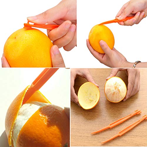 5pcs Banana Slicer, peladores de naranja cítricos, fruta limón piel removedor rebanadora pepino kiwi salchichas ensalada verduras, herramientas de frutas de mano