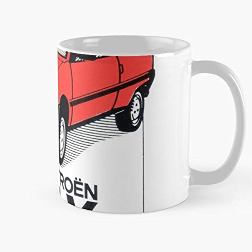 5TheWay AX Mug Citroen Decal Dealer Vintage Taza de café de Regalo de Moda Superventas Negra, Blanca, Cambia de Color 11 onzas, 15 onzas para Todos